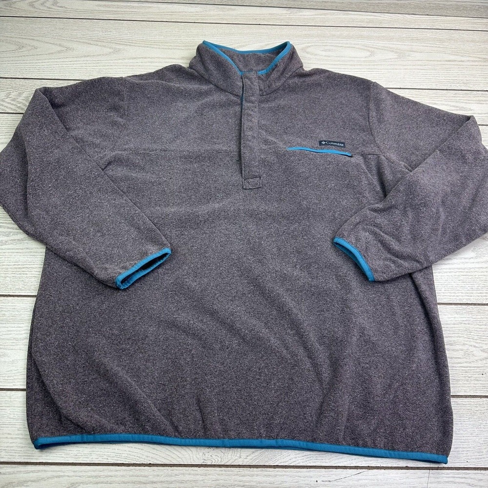 Columbia Men's XXL Fleece Long Sleeve Pullover 1/4 Snap Purple Blue Jacket‎
